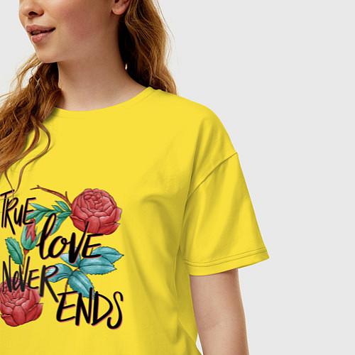 Женская футболка оверсайз True love never ends / Желтый – фото 3
