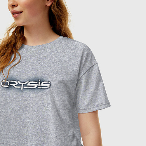 Женская футболка оверсайз Crysis логотип / Меланж – фото 3