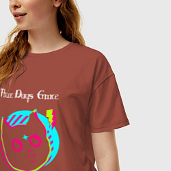 Футболка оверсайз женская Three Days Grace rock star cat, цвет: кирпичный — фото 2
