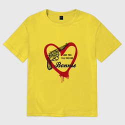 Футболка оверсайз женская Бонни сердце и пистолет, цвет: желтый