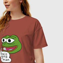 Футболка оверсайз женская Pepe feels good man, цвет: кирпичный — фото 2