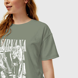 Футболка оверсайз женская Нирвана - Курт Кобейн, цвет: авокадо — фото 2