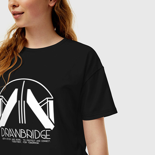 Женская футболка оверсайз Drawbridge logo death stranding 2 / Черный – фото 3