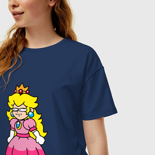 Женская футболка оверсайз Принцесса с Марио / Тёмно-синий – фото 3