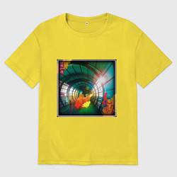 Футболка оверсайз женская Золотая рыбка в туннеле, цвет: желтый