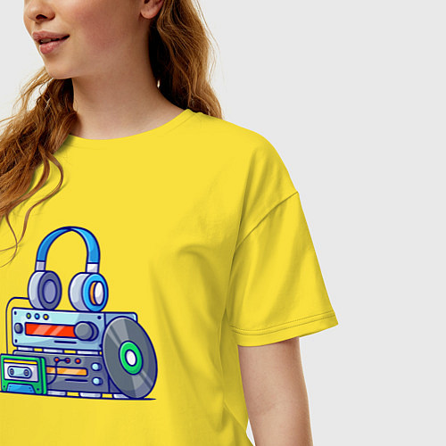 Женская футболка оверсайз Фанат музыки / Желтый – фото 3