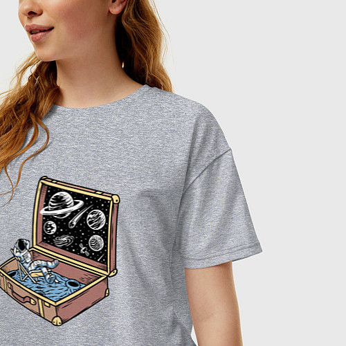 Женская футболка оверсайз Космос в чемодане / Меланж – фото 3