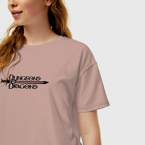 Женская футболка оверсайз Днд лого с мечом / Пыльно-розовый – фото 3