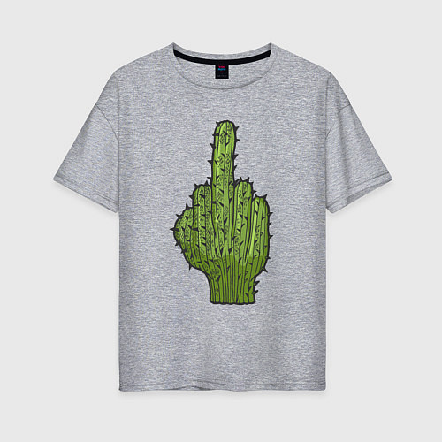 Женская футболка оверсайз Cactus fuck / Меланж – фото 1