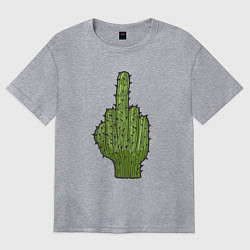 Футболка оверсайз женская Cactus fuck, цвет: меланж