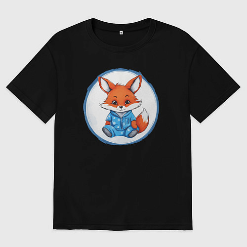 Женская футболка оверсайз Милый Лапутик / Черный – фото 1