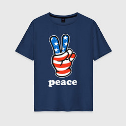 Футболка оверсайз женская USA peace, цвет: тёмно-синий