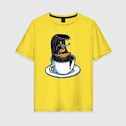 Футболка оверсайз женская Кофейный серфер, цвет: желтый