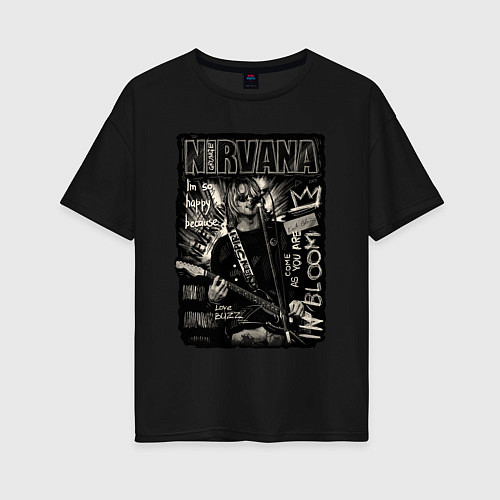 Женская футболка оверсайз Nirvana In Bloom / Черный – фото 1