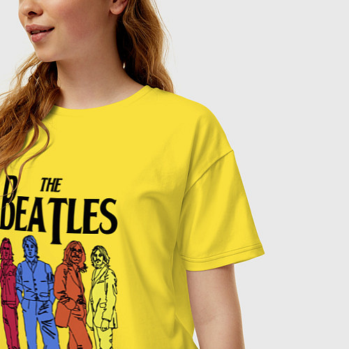 Женская футболка оверсайз The Beatles all / Желтый – фото 3