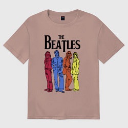 Футболка оверсайз женская The Beatles all, цвет: пыльно-розовый