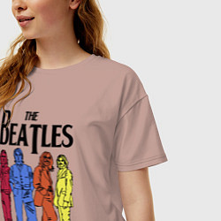 Футболка оверсайз женская The Beatles all, цвет: пыльно-розовый — фото 2