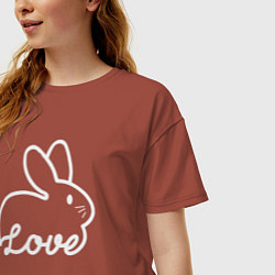 Футболка оверсайз женская Love bunny, цвет: кирпичный — фото 2