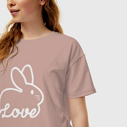 Футболка оверсайз женская Love bunny, цвет: пыльно-розовый — фото 2