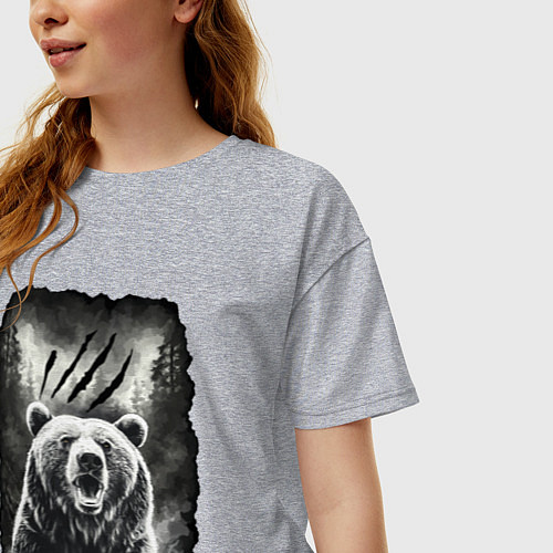 Женская футболка оверсайз Большой Медведь / Меланж – фото 3
