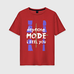 Футболка оверсайз женская Depeche Mode - I feel you single, цвет: красный