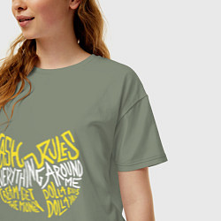 Футболка оверсайз женская Wu tang - деньги управляют всем вокруг меня, цвет: авокадо — фото 2
