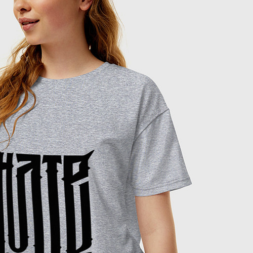 Женская футболка оверсайз Любовь - ненависть / Меланж – фото 3