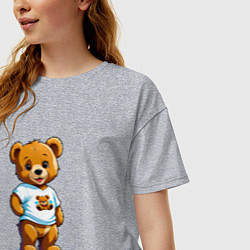 Футболка оверсайз женская Медвежонок в футболке, цвет: меланж — фото 2
