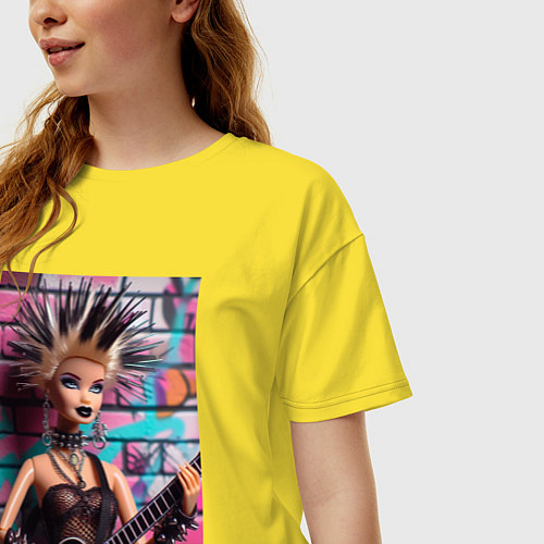 Женская футболка оверсайз Barbie - punk guitarist neural network / Желтый – фото 3