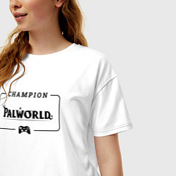Футболка оверсайз женская Palworld gaming champion: рамка с лого и джойстико, цвет: белый — фото 2