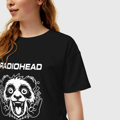 Женская футболка оверсайз Radiohead rock panda / Черный – фото 3