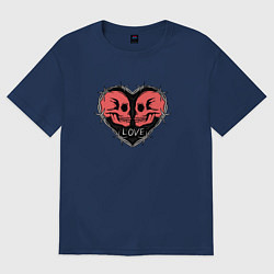 Футболка оверсайз женская Сердце черепа, цвет: тёмно-синий