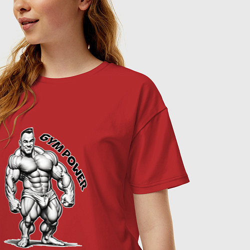 Женская футболка оверсайз Gym power энергия зала / Красный – фото 3