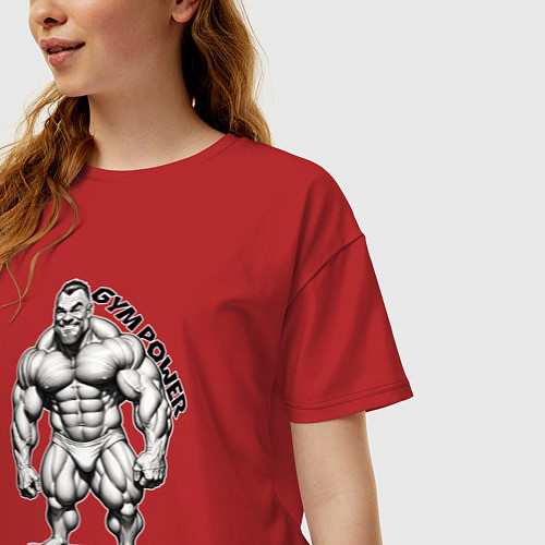 Женская футболка оверсайз Gym power сила зала / Красный – фото 3