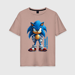 Футболка оверсайз женская Sonic - poster style, цвет: пыльно-розовый