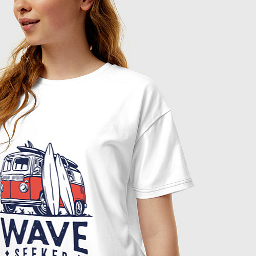 Женская футболка оверсайз Wave seeker / Белый – фото 3
