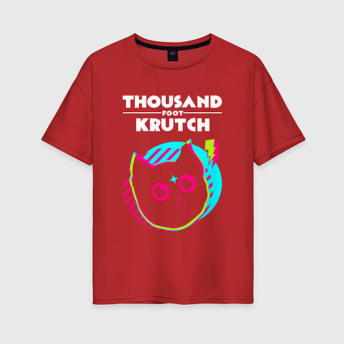 Женская футболка оверсайз Thousand Foot Krutch rock star cat / Красный – фото 1