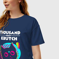 Футболка оверсайз женская Thousand Foot Krutch rock star cat, цвет: тёмно-синий — фото 2
