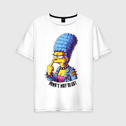 Футболка оверсайз женская Marge Simpson - punks not dead motto, цвет: белый