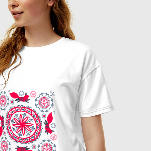 Женская футболка оверсайз Солярные знаки и белки символы круговорота / Белый – фото 3