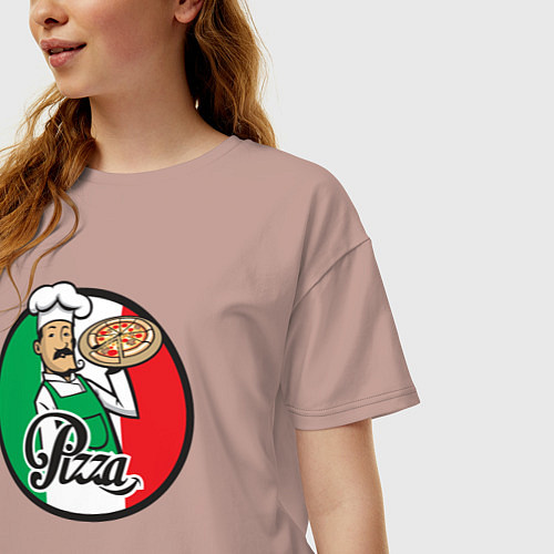 Женская футболка оверсайз Итальянская пицца / Пыльно-розовый – фото 3
