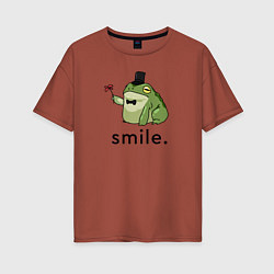 Футболка оверсайз женская Лягушка - smile, цвет: кирпичный