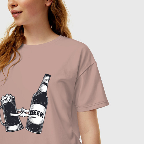 Женская футболка оверсайз Beer love / Пыльно-розовый – фото 3
