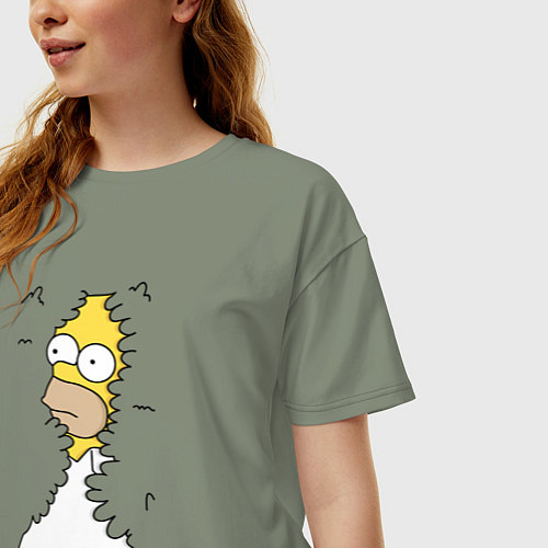 Женская футболка оверсайз Гомер в кустах / Авокадо – фото 3