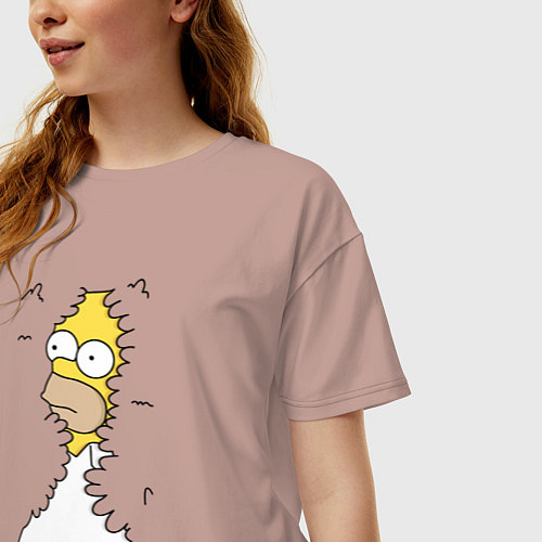 Женская футболка оверсайз Гомер в кустах / Пыльно-розовый – фото 3