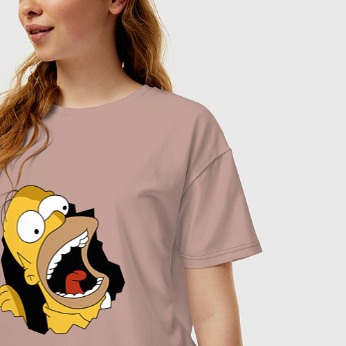 Женская футболка оверсайз Гомер - Симпсоны / Пыльно-розовый – фото 3