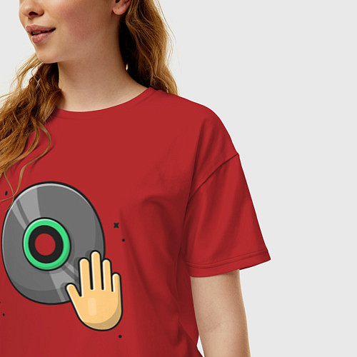 Женская футболка оверсайз Dj scratch / Красный – фото 3