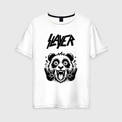 Футболка оверсайз женская Slayer - rock panda, цвет: белый