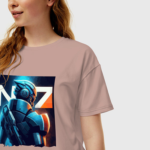 Женская футболка оверсайз Mass Effect - character ai art / Пыльно-розовый – фото 3