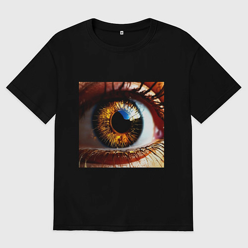 Женская футболка оверсайз Золотой карий глаз в стиле стимпанк / Черный – фото 1